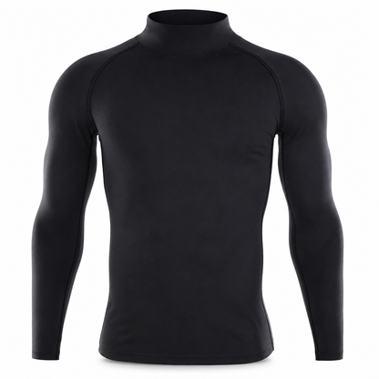 💪Men's Winter Thermal Fabric Lined Compression Long Sleeve T-Shirt High Neck Sports Running Training Base Layer