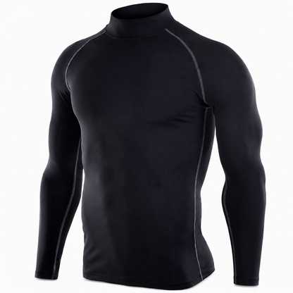 💪Men's Winter Thermal Fabric Lined Compression Long Sleeve T-Shirt High Neck Sports Running Training Base Layer