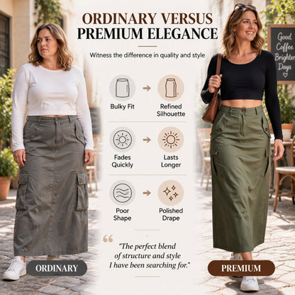 Women's High-Waisted Cargo Midi Skirt