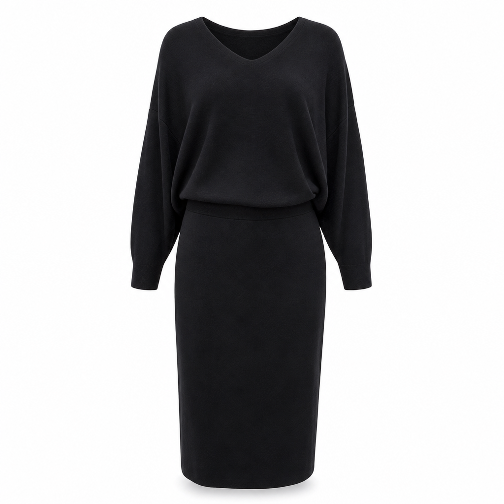 Elegant V Neck Batwing Sleeve Knit Top and Midi Skirt Two Piece Set🔥𝙁𝙧𝙚𝙚 𝙎𝙝𝙞𝙥𝙥𝙞𝙣𝙜