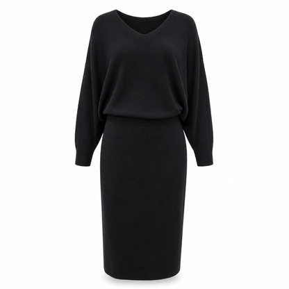 Elegant V Neck Batwing Sleeve Knit Top and Midi Skirt Two Piece Set🔥𝙁𝙧𝙚𝙚 𝙎𝙝𝙞𝙥𝙥𝙞𝙣𝙜