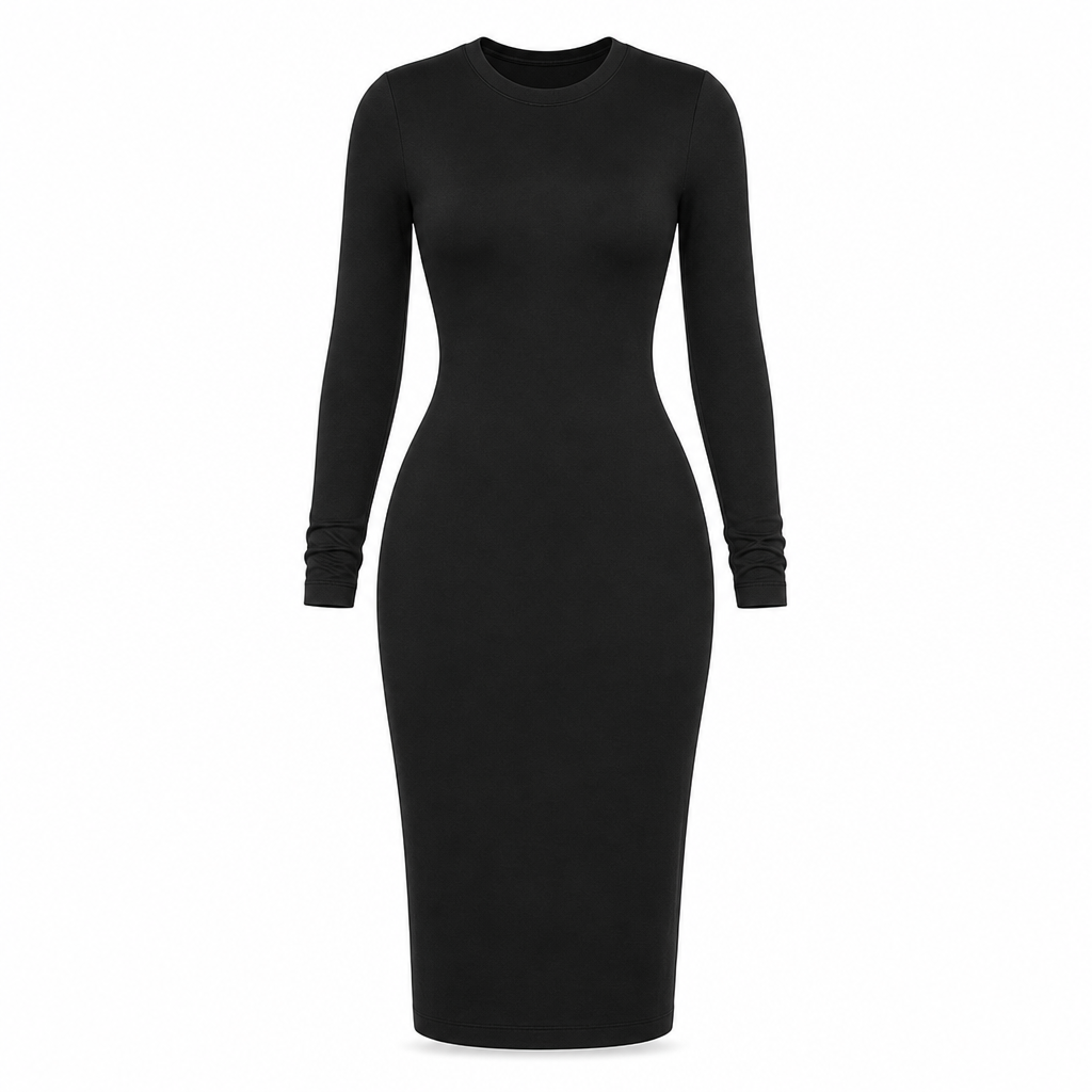 Elegant Long Sleeve Crew Neck Bodycon Dress