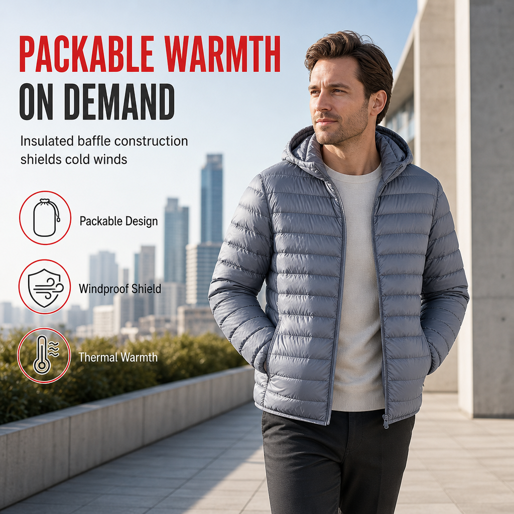 Men's Lightweight Hooded Cotton Padded Solid Color Autumn Winter Short Coat