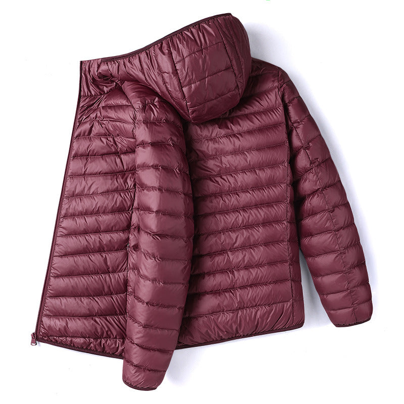 Men's Lightweight Hooded Cotton Padded Solid Color Autumn Winter Short Coat