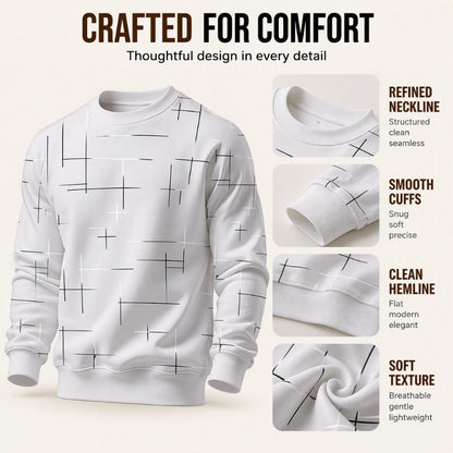 Men's Casual Crewneck Line Print Sweatshirt
