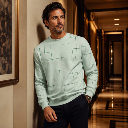 Men's Casual Crewneck Line Print Sweatshirt