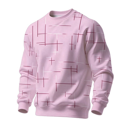 Men's Casual Crewneck Line Print Sweatshirt