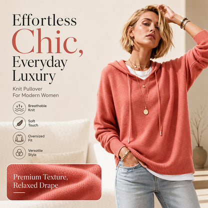 🧶 Cozy Head Coverage, Customizable Fit | Women's Casual Hooded Sweater with Drawstring