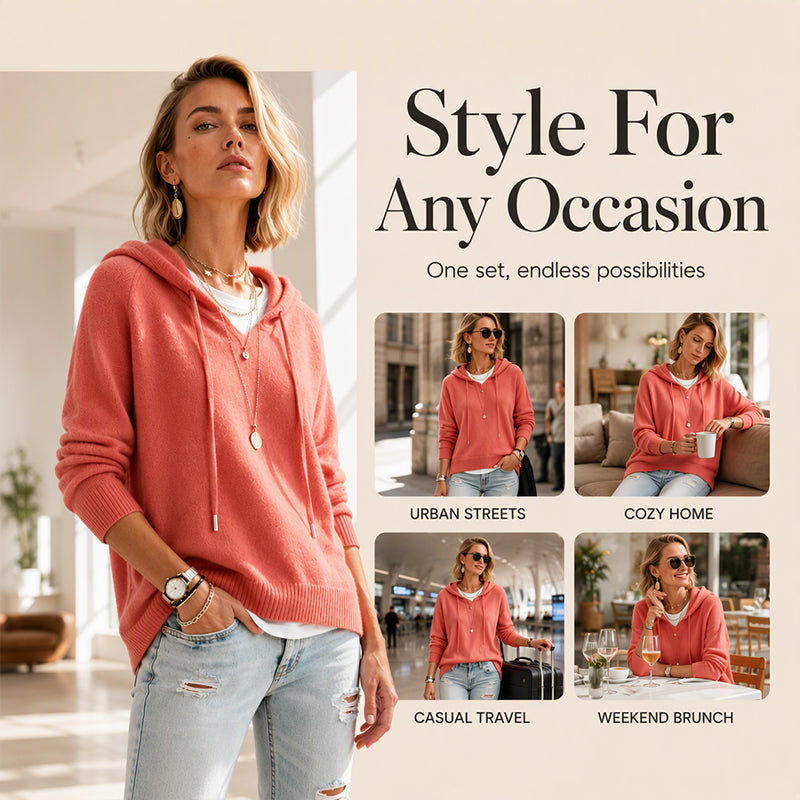 🧶 Cozy Head Coverage, Customizable Fit | Women's Casual Hooded Sweater with Drawstring