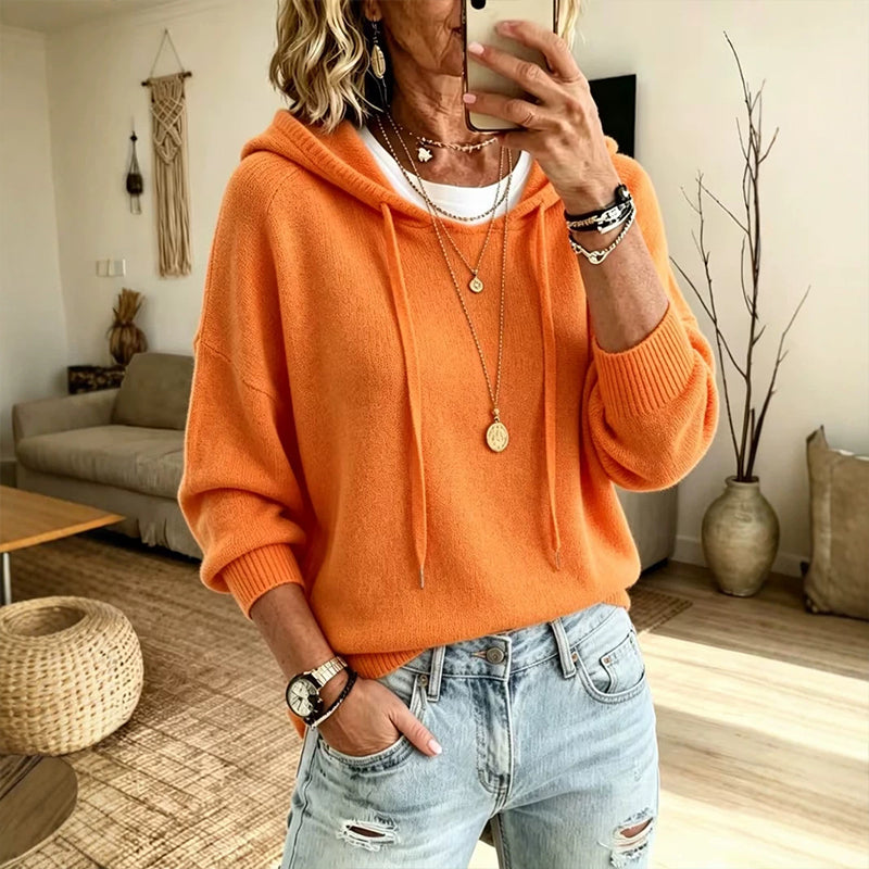 🧶 Cozy Head Coverage, Customizable Fit | Women's Casual Hooded Sweater with Drawstring