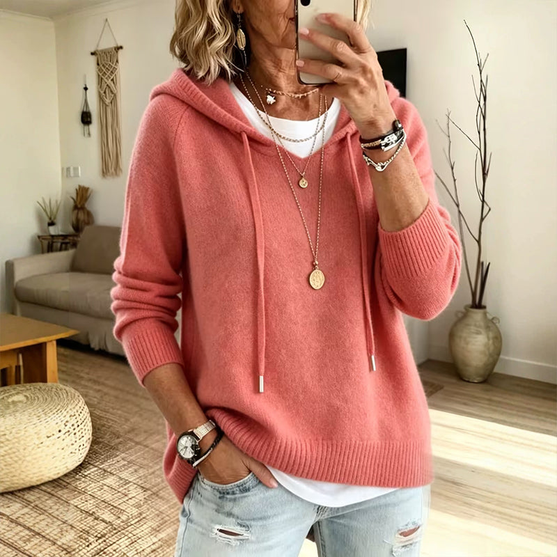 🧶 Cozy Head Coverage, Customizable Fit | Women's Casual Hooded Sweater with Drawstring