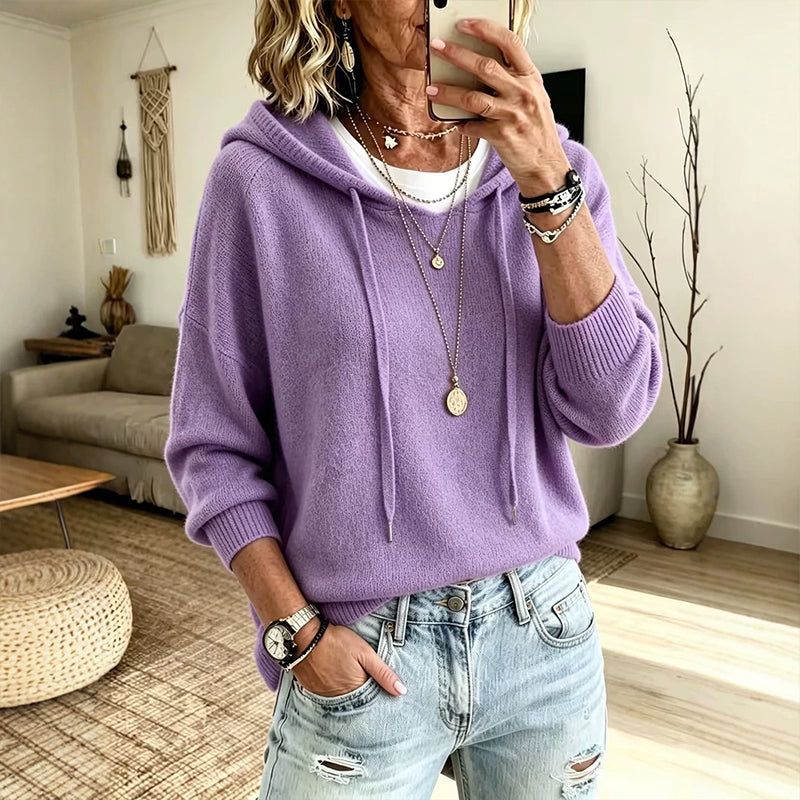 🧶 Cozy Head Coverage, Customizable Fit | Women's Casual Hooded Sweater with Drawstring