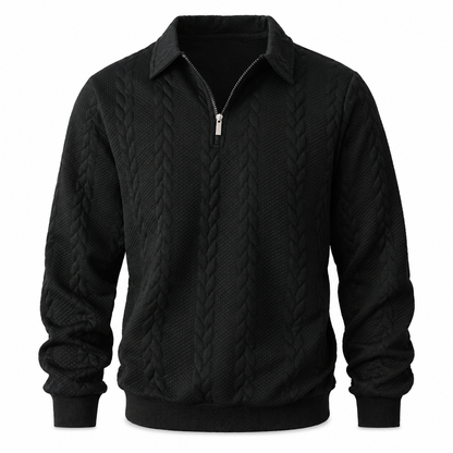 🧶 Refined Woven Texture, Easy Layered Comfort | Men's Casual Jacquard Knit Pullover