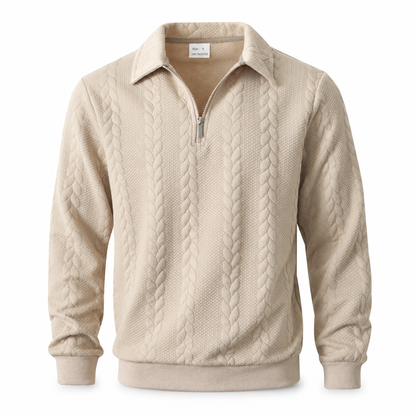 🧶 Refined Woven Texture, Easy Layered Comfort | Men's Casual Jacquard Knit Pullover