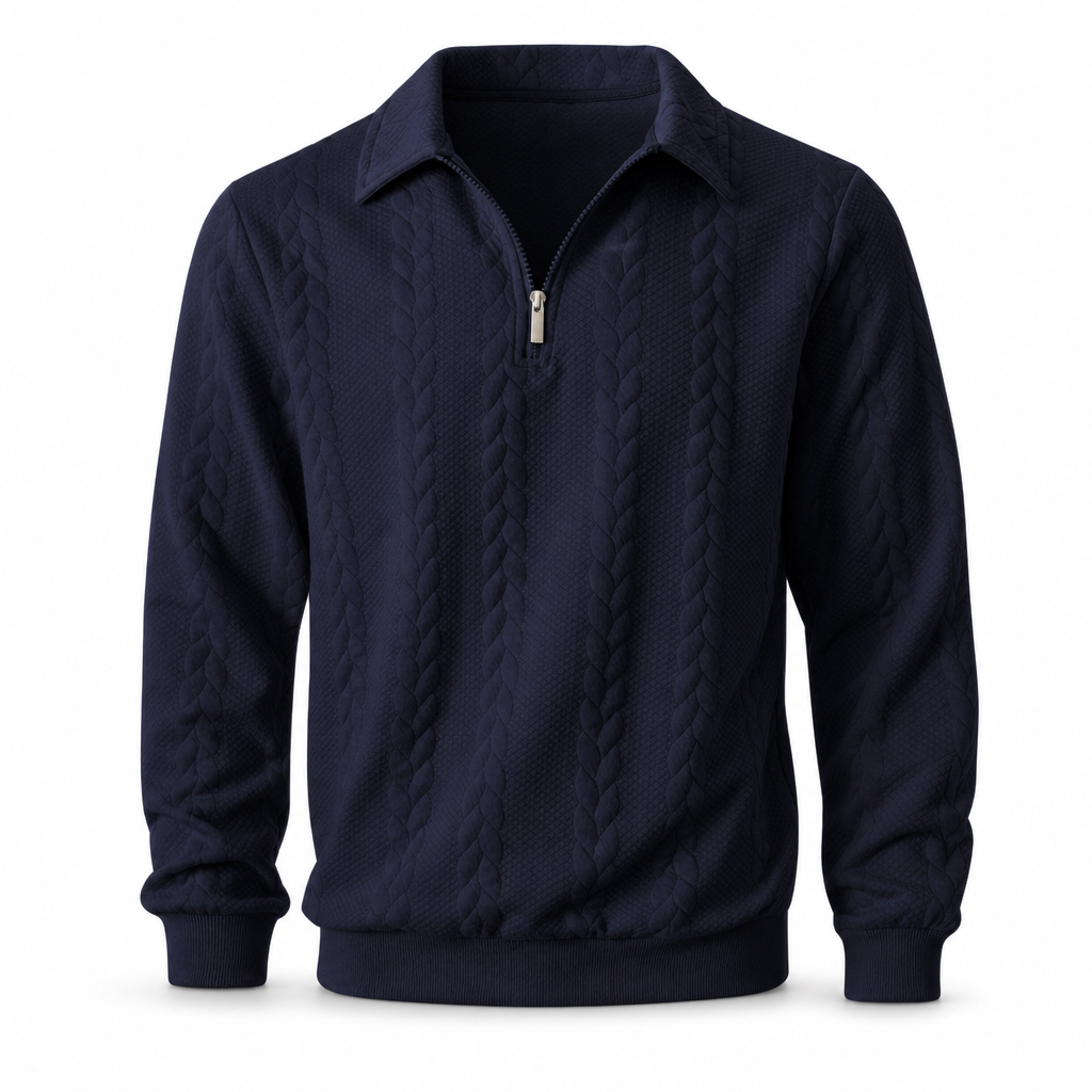 🧶 Refined Woven Texture, Easy Layered Comfort | Men's Casual Jacquard Knit Pullover