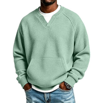 Men's Casual Waffle Knit Sweatshirt