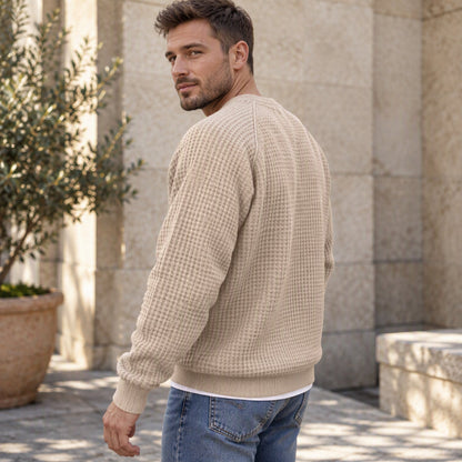 Men's Casual Waffle Knit Sweatshirt