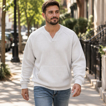 Men's Casual Waffle Knit Sweatshirt