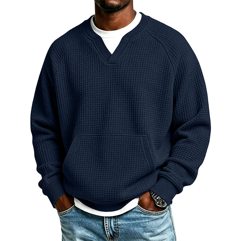 Men's Casual Waffle Knit Sweatshirt