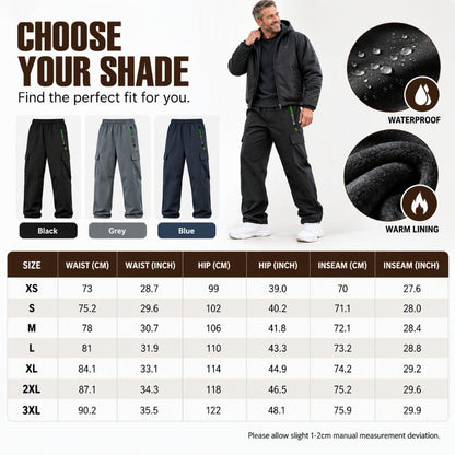 Men's Plush-Lined Waterproof Cargo Pants