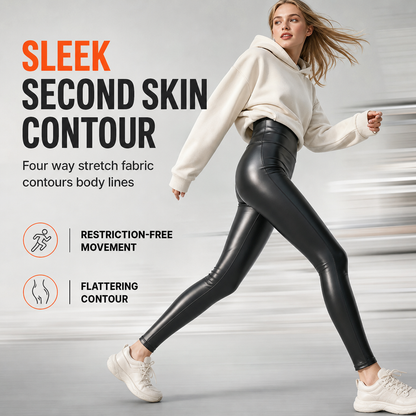 Women's High Waisted PU Leather Leggings Fleece Lined Super Soft Warm Winter Pants