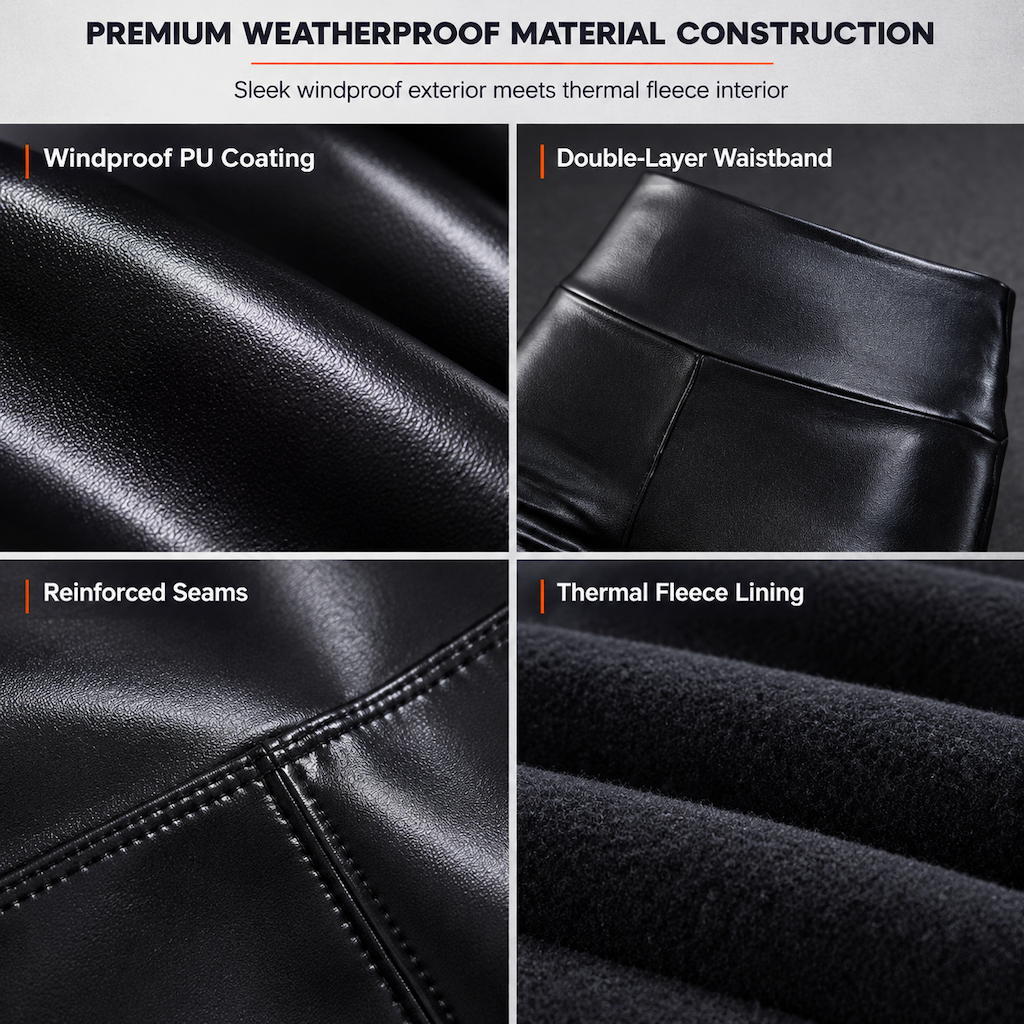 Women's High Waisted PU Leather Leggings Fleece Lined Super Soft Warm Winter Pants