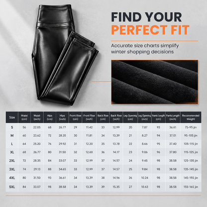 Women's High Waisted PU Leather Leggings Fleece Lined Super Soft Warm Winter Pants