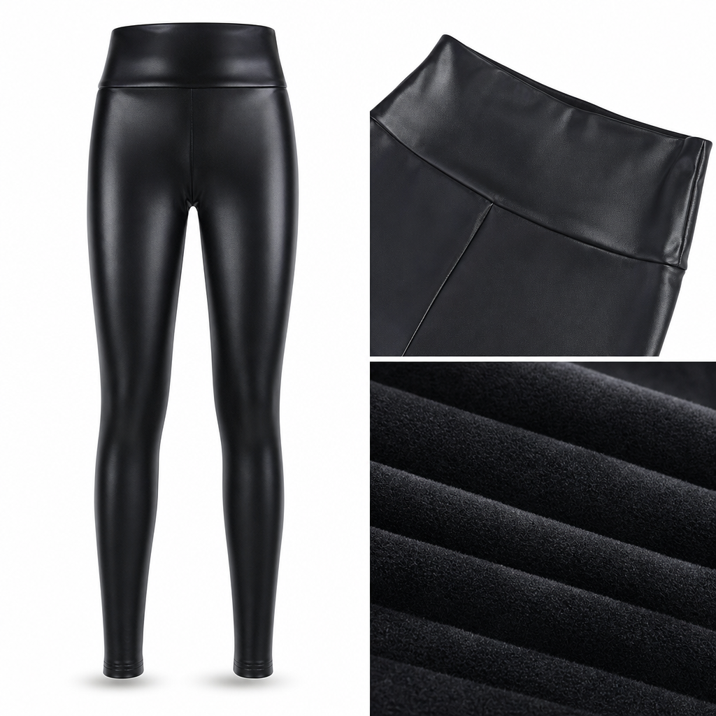 Women's High Waisted PU Leather Leggings Fleece Lined Super Soft Warm Winter Pants