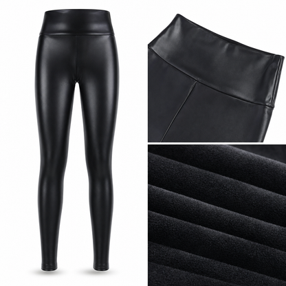 Women's High Waisted PU Leather Leggings Fleece Lined Super Soft Warm Winter Pants
