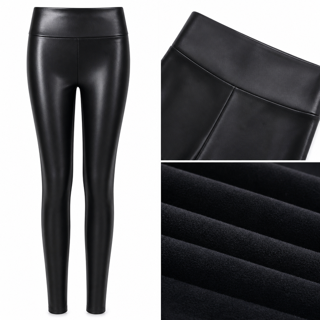 Women's High Waisted PU Leather Leggings Fleece Lined Super Soft Warm Winter Pants