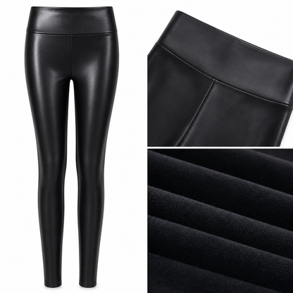 Women's High Waisted PU Leather Leggings Fleece Lined Super Soft Warm Winter Pants