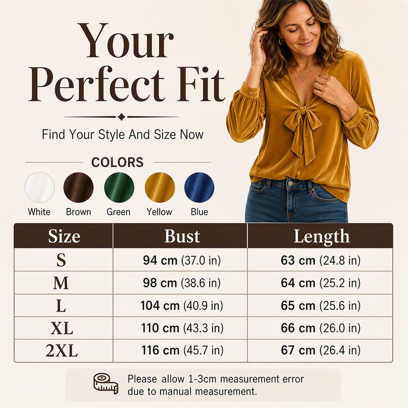 Women's French Bow Tie V Neck Blouse