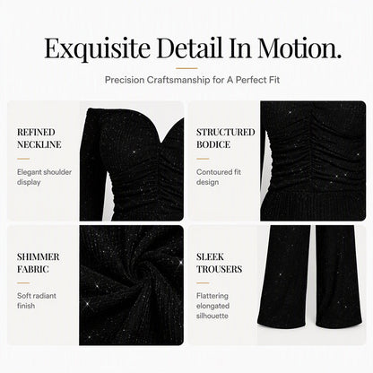✨ Elegant Shoulder Line, Eye-Catching Shine | Women's Chic Off-Shoulder Sequined Jumpsuit