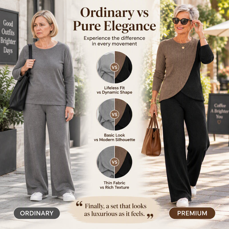 Women's Casual Color Block Ribbed Knit 2-Piece Set