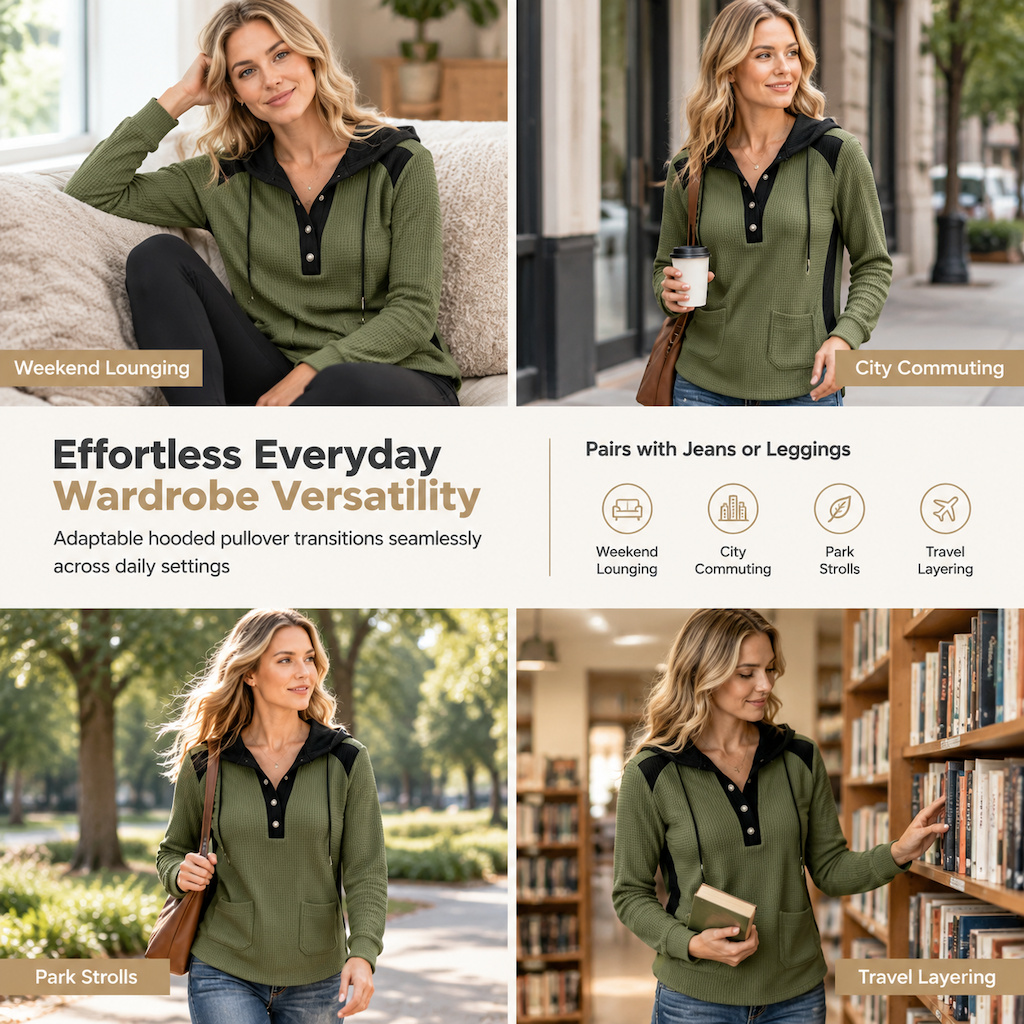 🧶 Soft Touch Comfort, Flattering Neckline | Women's Casual Knit V-Neck Sweatshirt