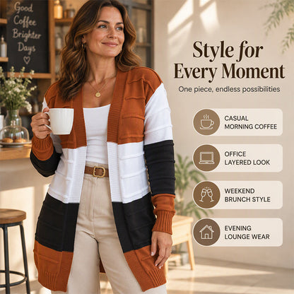 💚Women's Color-Block Open Front Knit Cardigan Sweater