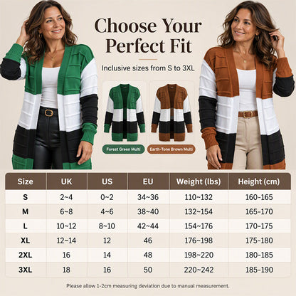 💚Women's Color-Block Open Front Knit Cardigan Sweater