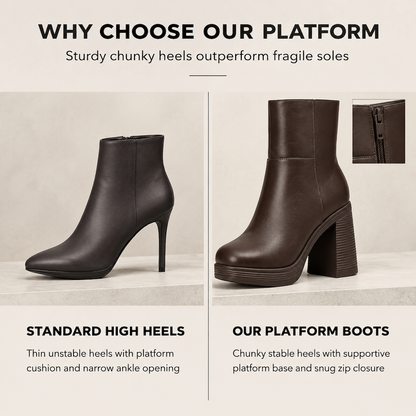 Thick Platform Chunky Heel Ankle Boots