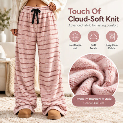 ☁️ Plush Softness, Leg-Elongating Silhouette | Women's Double-Sided Plush Striped Wide-Leg Pants