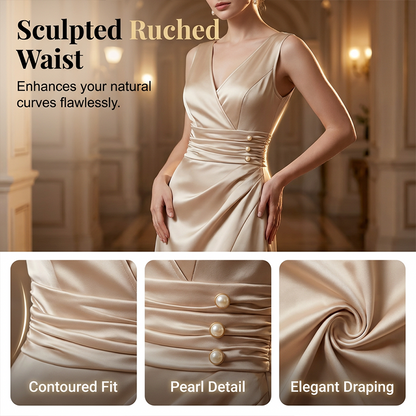 Women's V-neck Sleeveless Fitted Dress