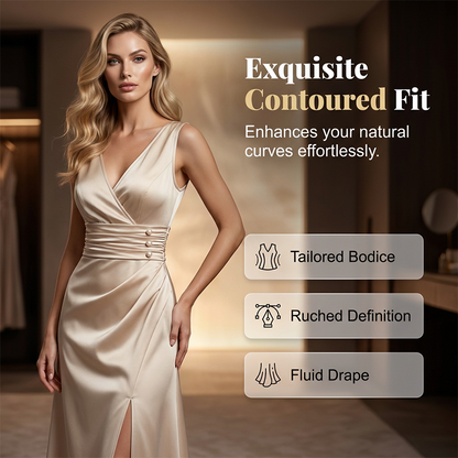 Women's V-neck Sleeveless Fitted Dress