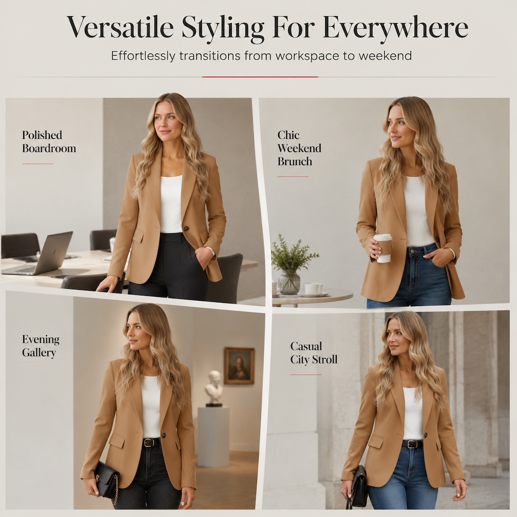 Women's Casual Open-Front Blazer Jacket