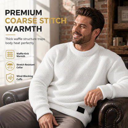 Men's Crew Neck Chunky Knit Sweater Autumn Winter Pullover Knitted Top