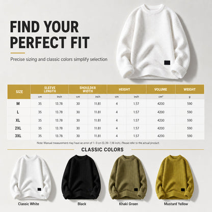 Men's Crew Neck Chunky Knit Sweater Autumn Winter Pullover Knitted Top