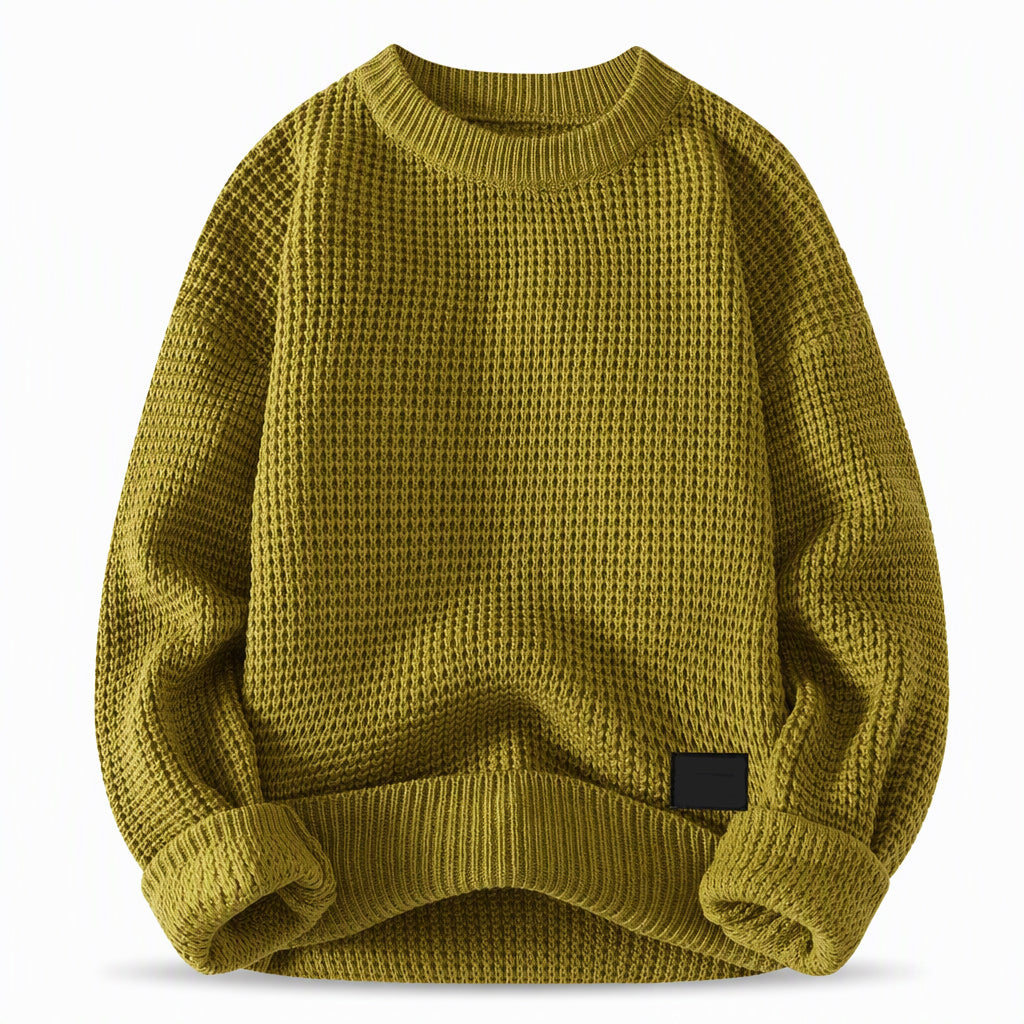Men's Crew Neck Chunky Knit Sweater Autumn Winter Pullover Knitted Top