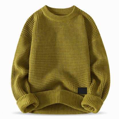 Men's Crew Neck Chunky Knit Sweater Autumn Winter Pullover Knitted Top
