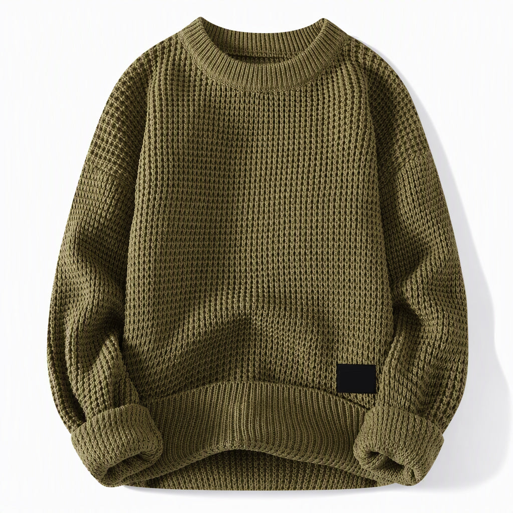 Men's Crew Neck Chunky Knit Sweater Autumn Winter Pullover Knitted Top