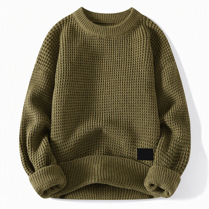Men's Crew Neck Chunky Knit Sweater Autumn Winter Pullover Knitted Top