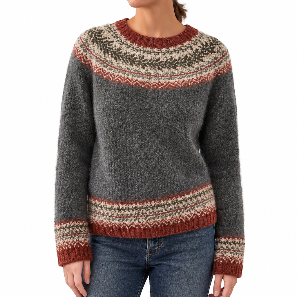 Women's Loose Fit Crewneck Color Block Knit Pullover Sweater