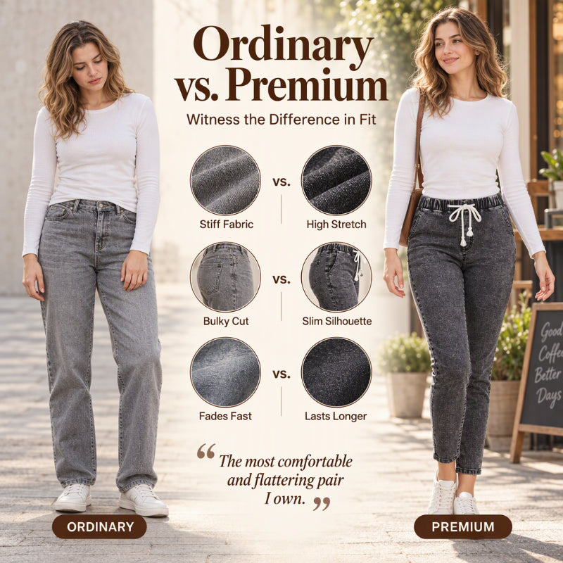 Women's Elastic Waist Slim-Fit Cropped Jeans